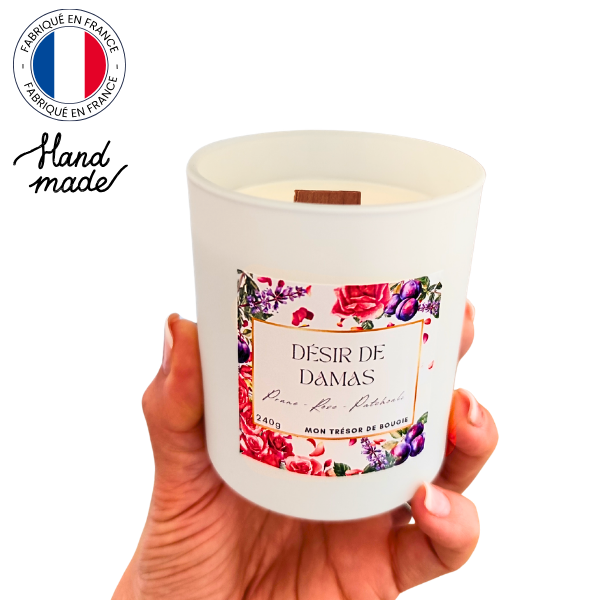 DESIR DE DAMAS - Bougie parfumée artisanale à la cire de soja - Rose Prune Patchouli (4)