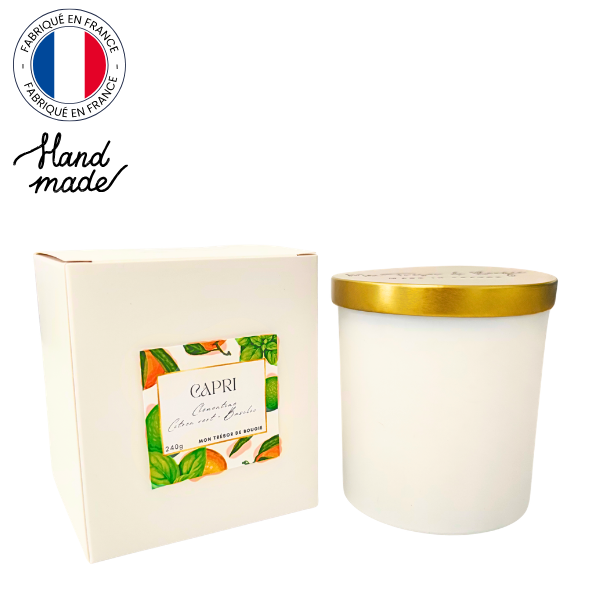 CAPRI Bougie parfumée artisanale à la cire de soja - Clémentine citron vert basilic (7)