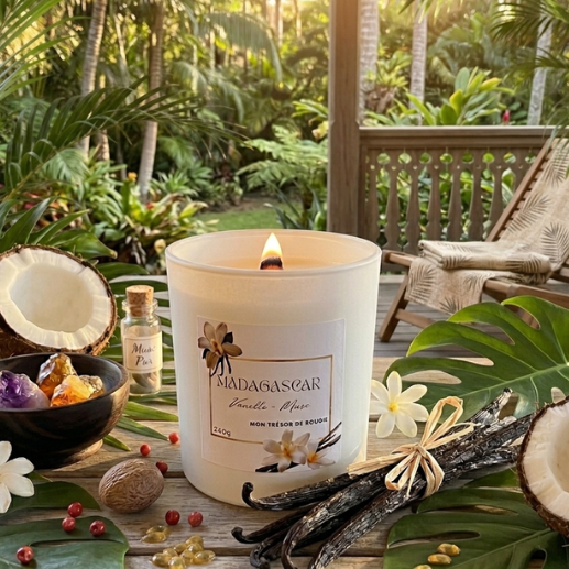 MADAGASCAR Bougie parfumée  artisanale à la cire de soja - Vanille  (5)