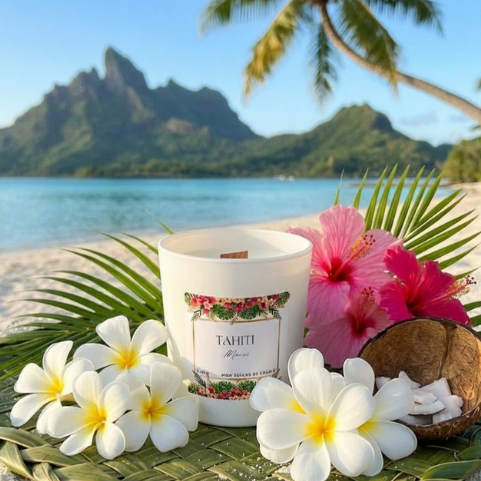 TAHITI - Bougie parfumée artisanale à la cire de soja - Monoï (2)