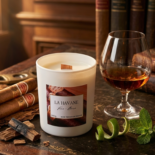 LA HAVANE Bougie parfumée artisanale à la cire de soja - Fumé boisé et élégant (5)
