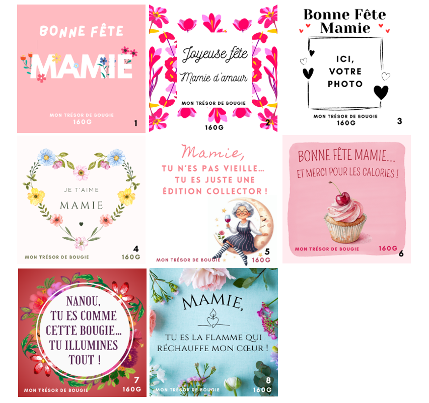PDF - Étiquettes bougies mamie
