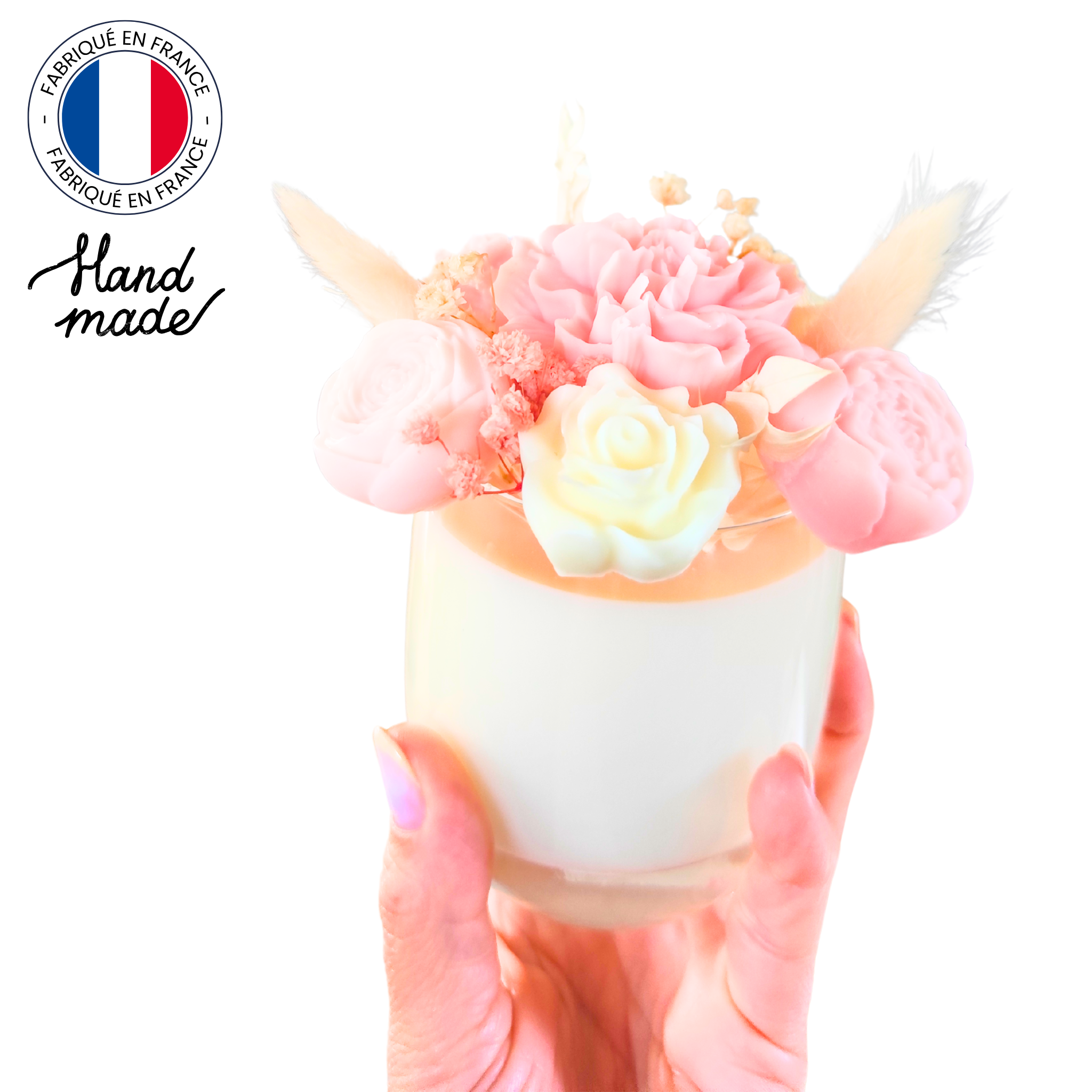 Blossom 1 - Bougie bouquet fleuri 7 fondants cire de soja parfum de Grasse sans CMR (2)