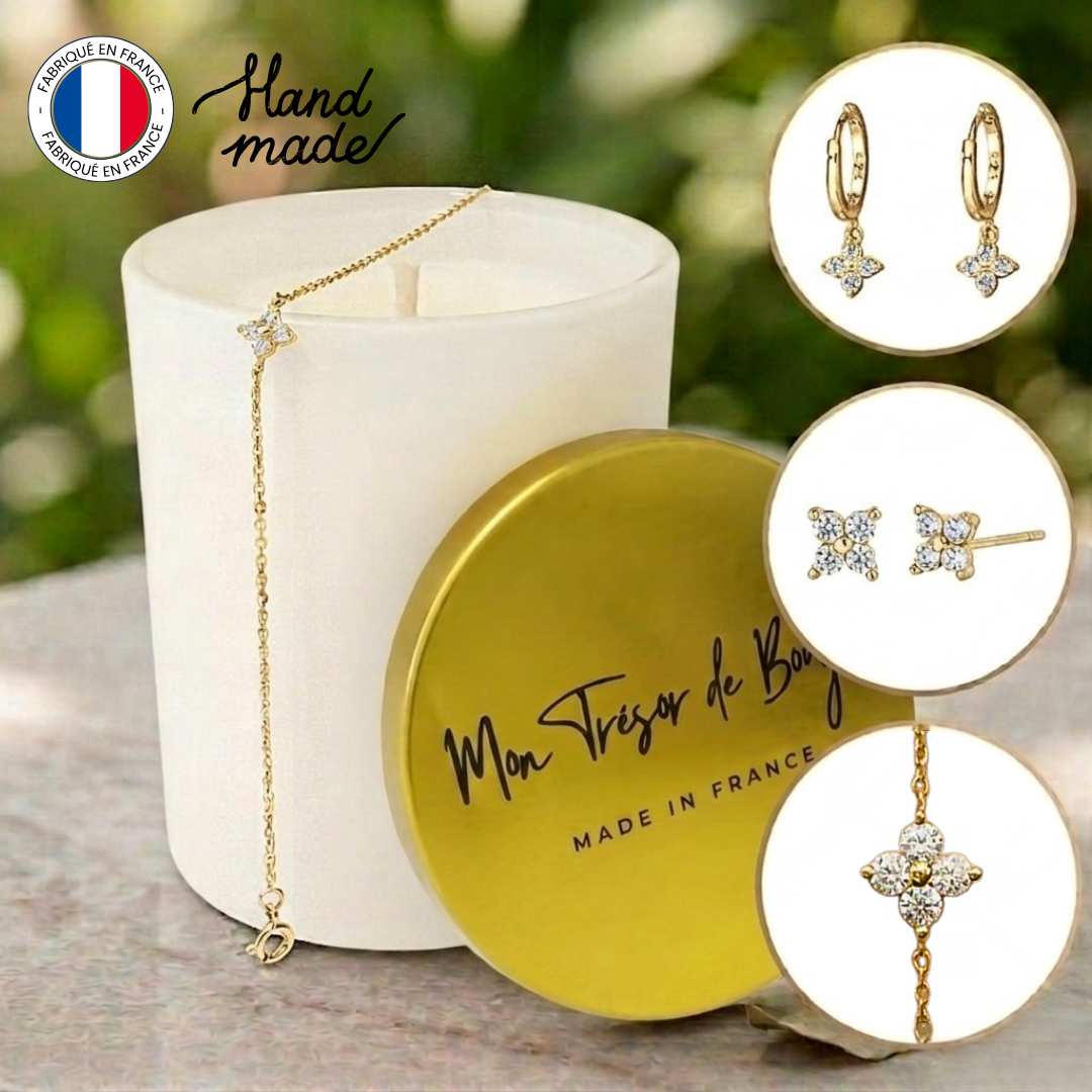Bougie bijou collection fleur argent