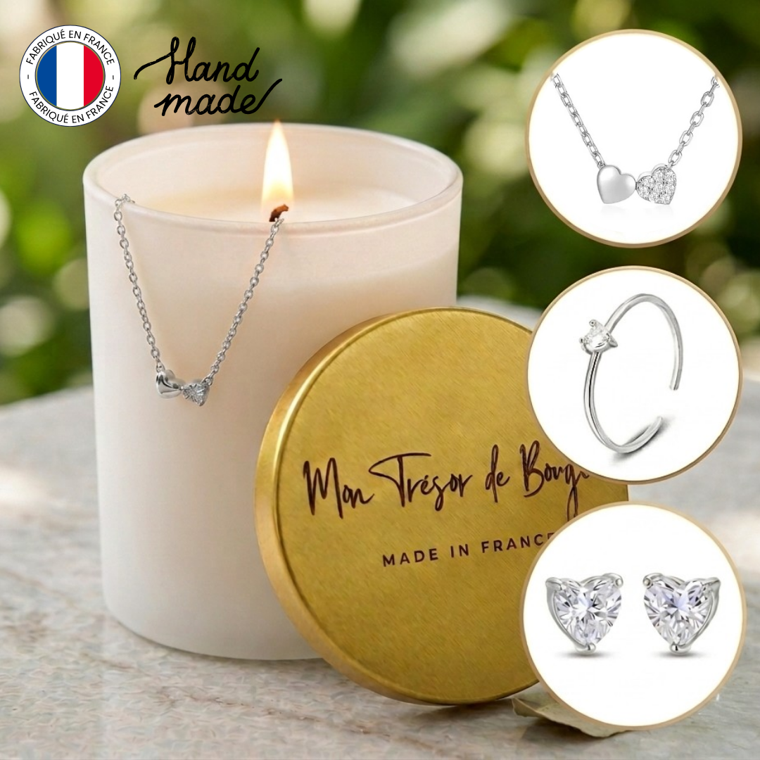 Bougie bijou collection coeur argent