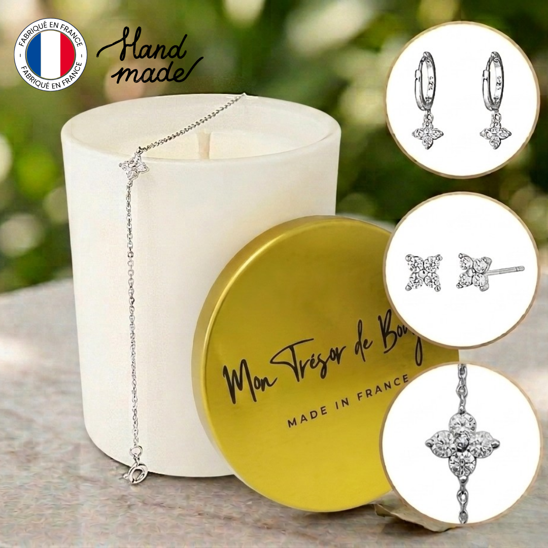 Bougie bijou collection fleur argent plaqué or