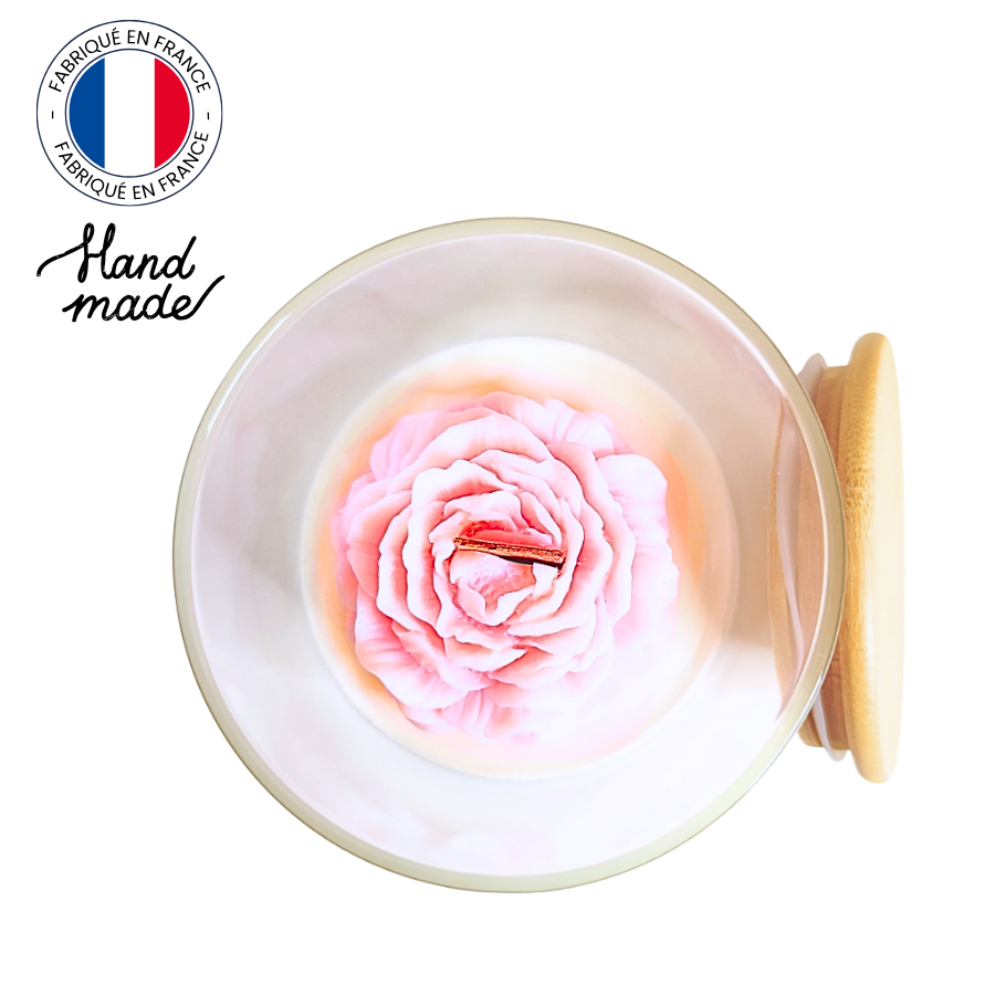 Bougie pivoine couvercle en bois parfum fleur doranger (5)