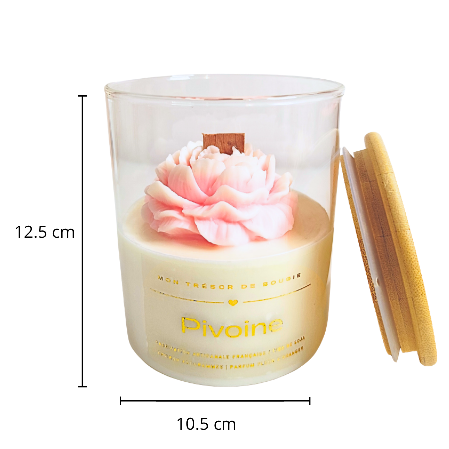 Bougie pivoine couvercle en bois parfum fleur doranger (6)