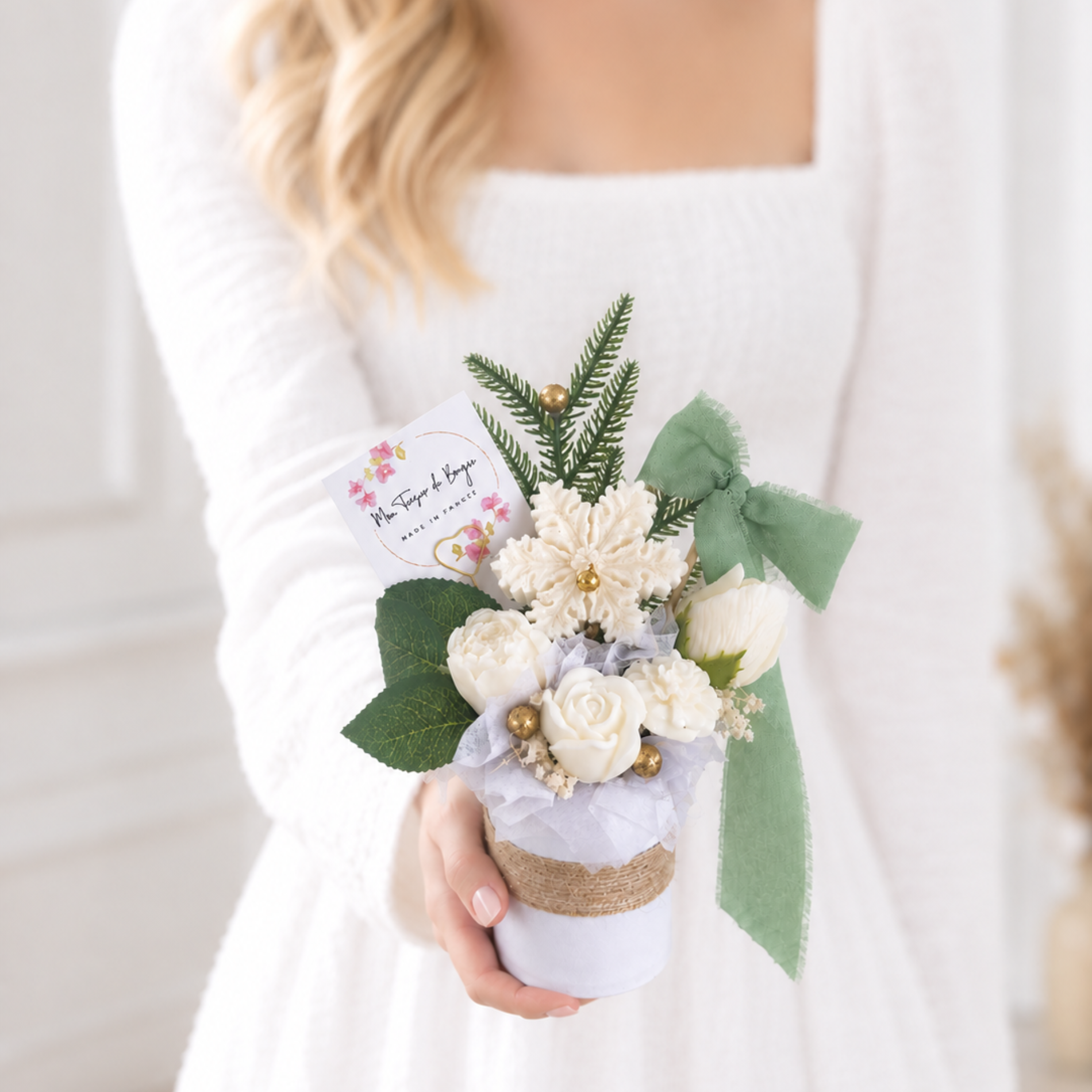 Bouquet parfumé - 1 bougie flocon et fondants parfumés fleurs