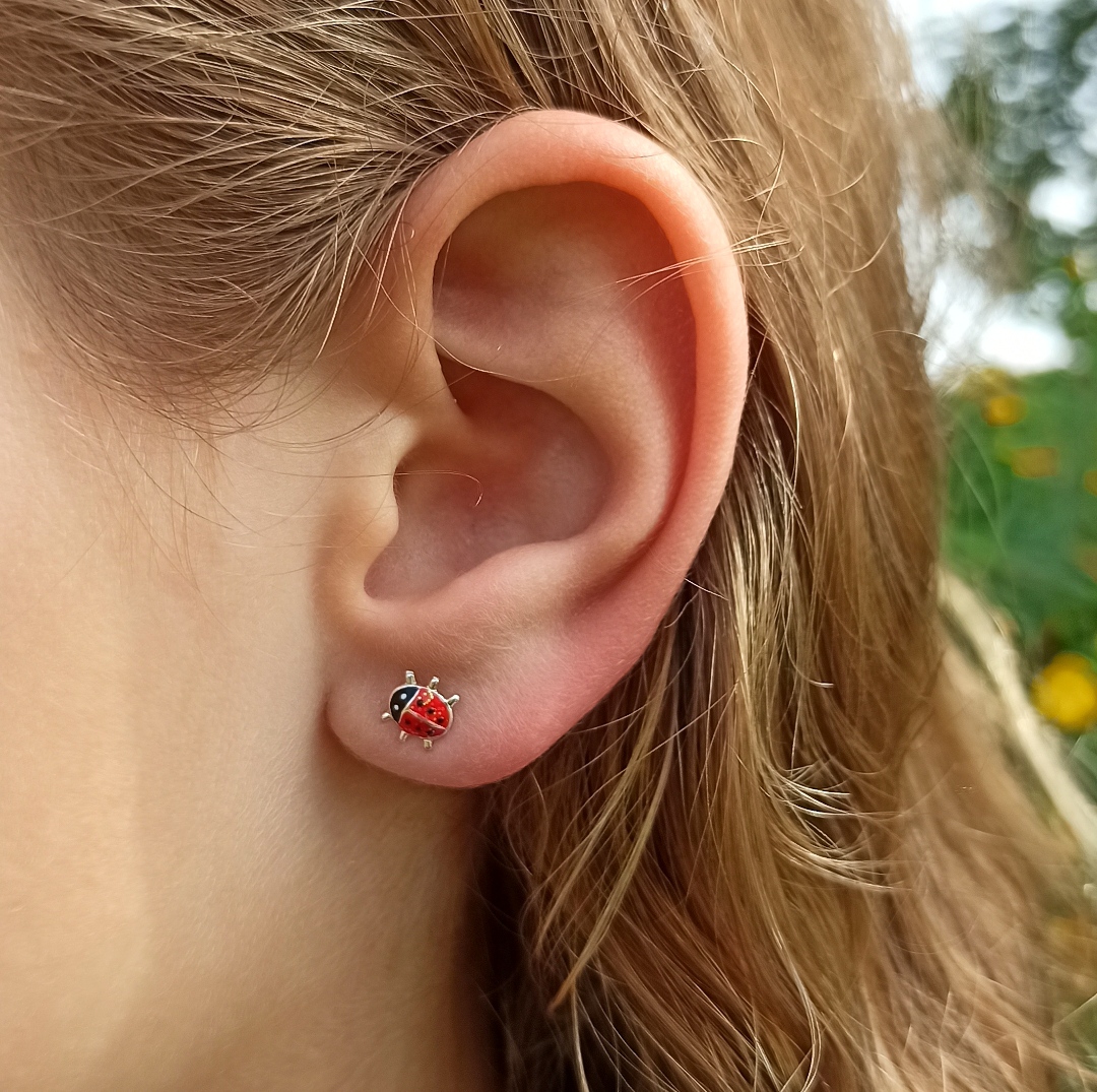 Boucles d oreilles Coccinelles Argent 925 BIJOUX Enfant