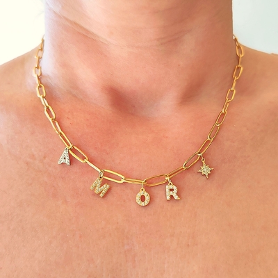 Collier amor acier inox plaqué or 18 carats (4)