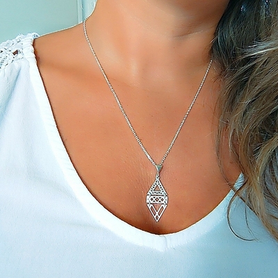 Collier ethnique triangles argent