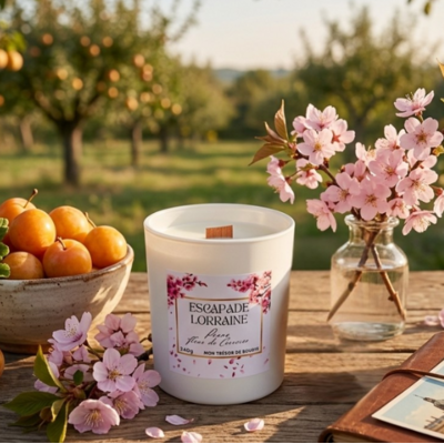 ESCAPADE LORRAINE - Bougie parfumée artisanale à la cire de soja - Prune Fleur de cerisier (5)