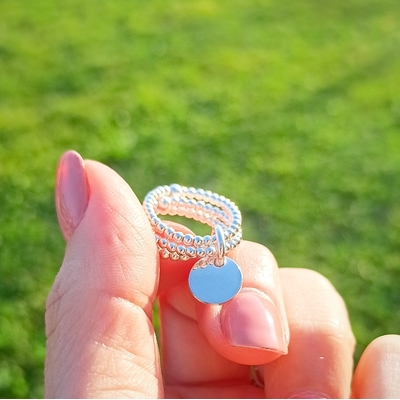 Bague perles 2 mm 3 rangs et pampille (1)