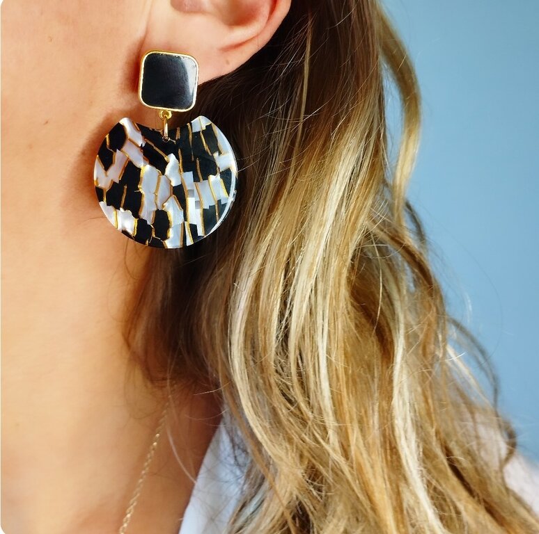 Boucles D'Oreilles Géométriques En Acrylique | Effet Écaille Tortue & Léopard | Léger & Élégant | Pour Quotidien