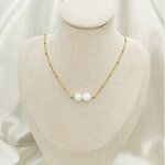 Collier acier inoxydable et deux perles deau douce
