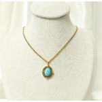 Collier pierre turquoise acier inoxydable