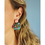 Boucles d'oreilles écailles de tortue rose et turquoise (2)