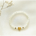 Bracelet perles en coquillage et coeur acier (2)