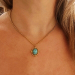 Collier pierre turquoise acier inoxydable 2