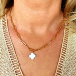 collier trefle acier inoxydable