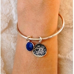Jonc Best Mom ever et pendentif Lapis Lazuli argent 925