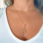 collier ethnique argent plaqué or