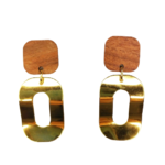 Boucles doreilles rectangles en acier inoxydable et en bois (2)