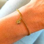 Bracelet personnalisable acier inoxydable medaille ronde et lettre strass 2