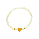 bracelet perles nacre et coeur acier inoxydable