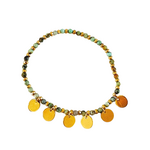 bracelet turquoise africaine hématites et 6 pampilles en acier inoxydable