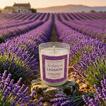 Bougie artisanale parfumée à la lavande présentation