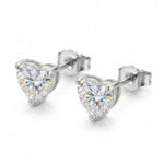Boucles doreilles puces en forme de coeur argent