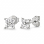 Boucles doreilles puces en forme de fleurs argent