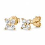 Boucles doreilles puces en forme de fleurs argent plaqué or