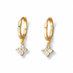 Boucles doreilles Créoles avec pendant en forme de fleurs argent plaqué or