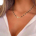 collier chaîne boule et croix acier inoxydable (2)