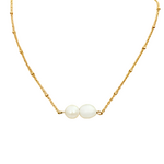 Collier acier inoxydable et deux perles deau douce 2