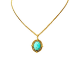 Collier pendentif en turquoise acier inoxydable  (2)