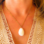 Collier en acier inoxydable et pendentif grosse perle d'eau douce (1)