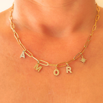 Collier personnalisable acier inoxydable chaine grandes mailles lettres strass (1)