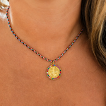 Collier médaille religieuse, cordon acier inoxydable doré à lor fin (1)
