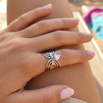 Bague acier inoxydable et breloque coeur en nacre (2)