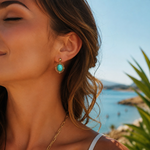 Boucles d'oreilles tendances acier inoxydable et pierre de turquoise