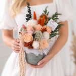 Bouquet fleurs de cire - Pot argile verte  (1)