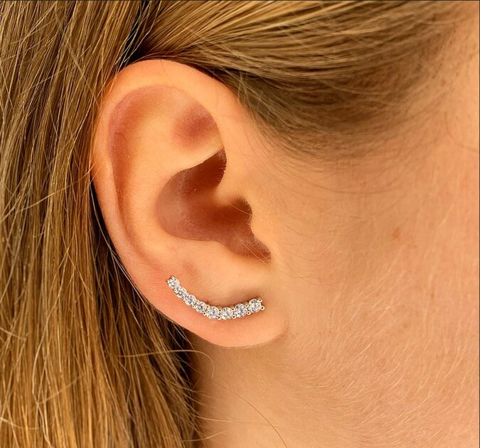 Boucles D'oreilles En Argent 925 Avec Magnésite Azur Et Zircons - Neuf Avec étiquettes