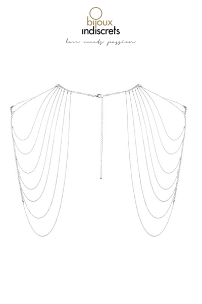 Bijoux d\'épaules et de dos en chainettes métalliques argentées