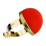 [W75591] Bracelet pelote métallique velours (Rouge)