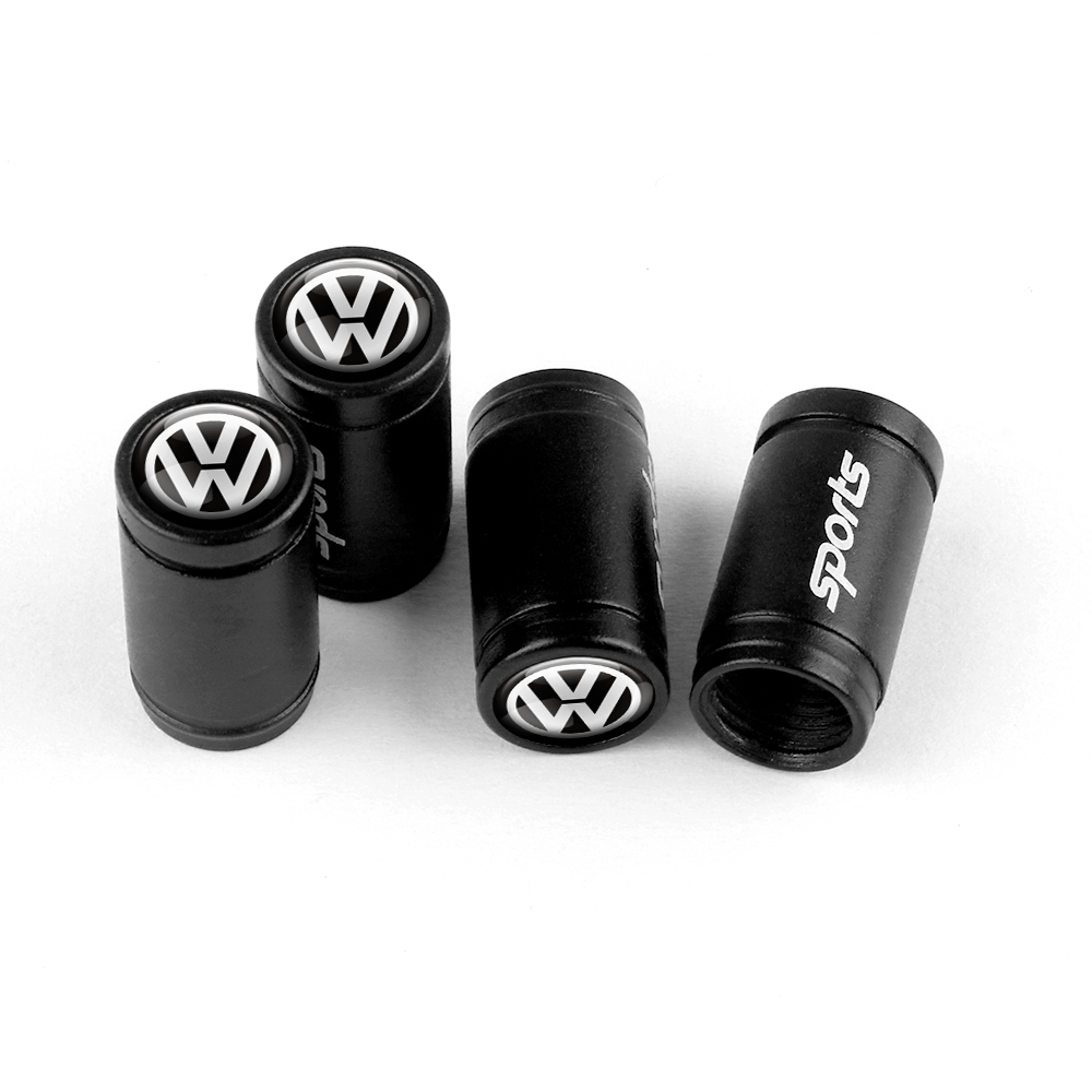 Lot de 4 bouchons de tige de valve de pneu noir + porte-clés pour voitures  VW