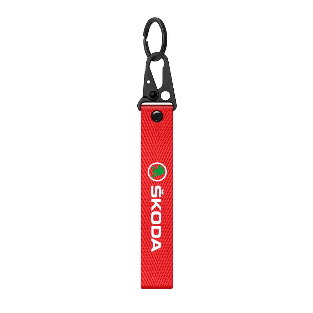 PORTE CLES EN NYLON ROUGE POUR SKODA